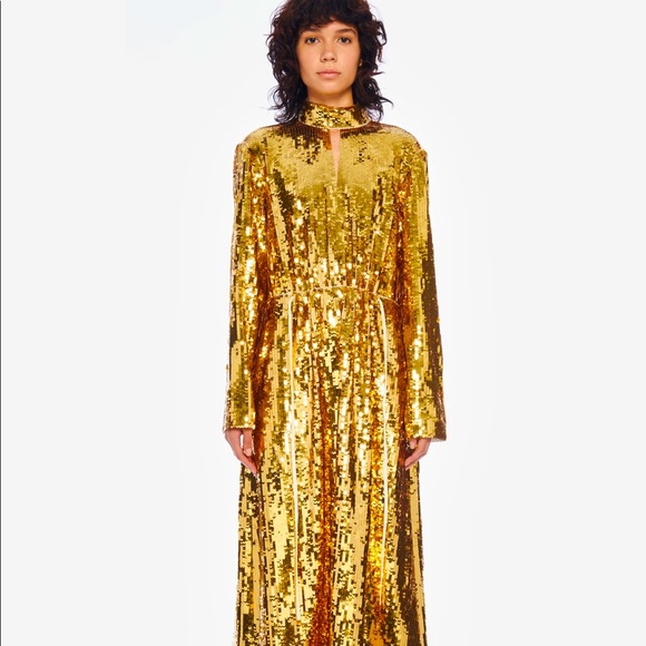 Tibi Ivory/Gold midi NWT XS high neck - Picture 3 of 11